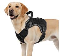 Tactical Dog Harness for Large Dogs, Heavy Duty No Pull Dog Harness with Handle, Adjustable Reflective Military K9 German Shepherd Big Size Dog Vest for Walking, Training, Hunting, Green (Black)
