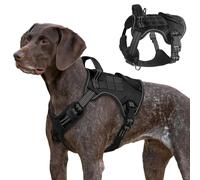 Tactical Dog Harness for Large Dogs, Heavy Duty No Pull Military Service Vest with Control Handle & 2 Patches, Adjustable Reflective Soft Padded Pet Harness for Training Walking Hiking (Black, M)