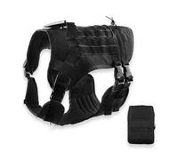 Tactical Dog Harness for Large Dogs，with Handle, Adjustable,Two D-Rings，Easy to Put On，Suitable for Medium-Sized Dogs and Small Dogs. (Black, L)
