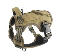 Tactical Dog Harness for Medium Large Dogs Reflective No Pull Dog Vest | With Control Handle,Adjustable Dog Vest with Hook & Loop Panels(Brown,XL(22.5-45kg))