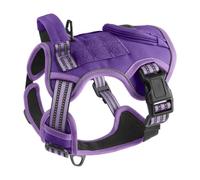 Tactical Dog Harness for Medium Large Dogs Reflective No Pull Dog Vest | With Control Handle,Adjustable Dog Vest with Hook & Loop Panels(Purple,XL(22.5-45kg))