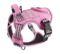 Tactical Dog Harness for Medium Large Dogs Reflective No Pull Dog Vest | With Control Handle,Adjustable Dog Vest with Hook & Loop Panels(Pink,XL(22.5-45kg))
