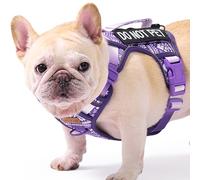 Tactical Dog Harness for Small Dogs, Pet Harness, Soft Padded Reflective Strip, Adjustable Harness for Walking Hiking Training Geometric Pattern Beagle Ethnic Purple S