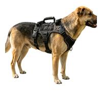 Tactical Dog Harness No Pull Heavy Duty Nylon Vest Large Army(black)