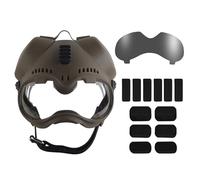 Tactical Dog Helmet with Goggles & Ear Protection - Adjustable K9 Helmet for German Shepherd, Belgian Malinois, Dutch Shepherd - Compatible with Picatinny Rail, Includes 2 Lens & Padding(Brown)
