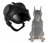 Tactical Dog Helmet With Goggles For German Shepherd, Belgian Malinois & Medium Large Dogs, Adjustable Pet Helmet, Removable Ear Covers, EVA Padding, Top Rail