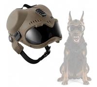Tactical Dog Helmet With Goggles For German Shepherd, Belgian Malinois & Medium Large Dogs, Adjustable Pet Helmet, Removable Ear Covers, EVA Padding, Top Rail