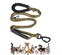 Tactical Dog Leash Heavy Duty, 4-5FT Shock Absorbing Bungee Dog Leash with 2 Padded Handle And Car Seatbelt for Medium Large Dogs,pink