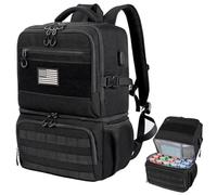 Tactical Double Deck Cooler Backpack 26L, Leak Proof Insulated Lunch Backpack with RFID Security USB Charging, Soft Cooler Bag Work for Men Camping Hiking Beach Picnic (Black)