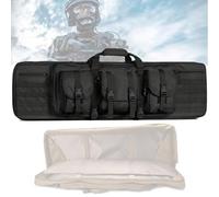 Tactical Double Long Gun Bag, Soft Rifle Case with Lockable Zipper, with Multiple Magazine Holder Pouch, for Shooting Hunting Storage Transportation(Black,42in/108cm)