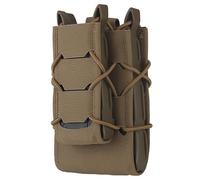 Tactical Double Rifle Pistol Magazine Pouch Holder - MOLLE-Compatible AK AR M4 AR15 Mag Holster Bag for 5.56 & 9mm (Khaki)