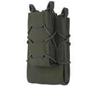 Tactical Double Rifle Pistol Magazine Pouch Holder - MOLLE-Compatible AK AR M4 AR15 Mag Holster Bag for 5.56 & 9mm (Green)