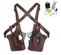 Tactical Double Shoulder Armpit Bag,Anti-Pickpocket Hidden Strap Wallet,Adjustable Leather Armor Crossbody Pack Multi-Pocket, Brown, 10" L x 6" W x ?" D, 1