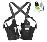Tactical Double Shoulder Armpit Bag,Anti-Pickpocket Hidden Strap Wallet,Adjustable Leather Armor Crossbody Pack Multi-Pocket (Black)