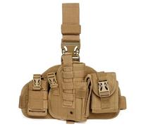Tactical Drop Leg Holster, with Mag Pouch, Adjustable Outdoor Shooting Gear, for Military Hunting Riding Camping(Brown)