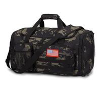 Tactical Duffle Bag For Travel Expandable 52L Large Duffle Bag For Men Gym Duffel With Wet Pocket Multi-Functional Carry On Bags Weekender Overnight Bag Organizer Duffel Bag For Travel, Camo Black, L