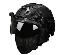Tactical Fast Helmet Set, with Steel-Mesh Mask and Adjustable Two-Tone Visor, Nylon Helmet Cover, for Airsoft Paintball Hunting Bbs