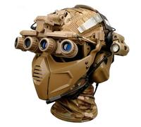 Tactical FAST Night Helmet Mask Set, Wargame Cosplay Gear, Military Airsoft Goggles, Ghost Recon Costume, NVG Helmet Prop(Brown)