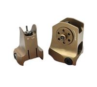 Tactical Fixed Front Rear Iron Sight Combo,D Scope Sight Fit 20mm Picatinny Rail, Tan
