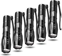 Tactical Flashlights 5 Pack Light LED Torch Brightest LED Flashlight with 5 Modes Adjustable Waterproof for Biking Camping