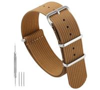 TACTICAL FROG 18mm 20mm 22mm Watch Band with Stainless Steel Buckle Waterproof Nylon Watch Band for Men Women (Brown, 20mm)