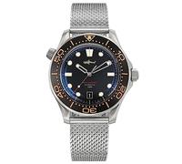 TACTICAL FROG Heimdallr Men's NTTD Sea Ghost Titanium Case Dive Watch, Luminous NH35A C3 Movement for Men, 200M Water Resistant Mesh Strap, Black/White, Classic, Automatic, Diving