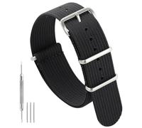 TACTICAL FROG Military Nylon Watch Strap 18mm 19mm 20mm 22mm Waterproof with Stainless Steel Buckle Black 18mm Strap