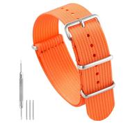 TACTICAL FROG Military Watch Strap Nylon Waterproof with Stainless Steel Buckle 18mm 19mm 20mm 22mm Orange 20mm Strap