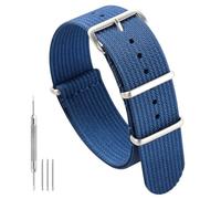 TACTICAL FROG Nylon Watch Band 18mm 19 mm 20mm 22 mm 24 mm, Waterproof Military Watch Straps Replacement for Men Women, With Stainless Steel Buckle (Blue, 24mm)