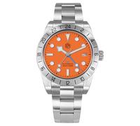 TACTICAL FROG San Martin Men's Watch SN054GE 39mm BB Automatic Dive Watch NH34 GMT Watches for Men, Sapphire AR Coating 10 Bar, Waterproof, Orange dial/index, Bracelet