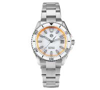 TACTICAL FROG San Martin NH34 GMT Watch SN0129GD Sapphire Glass Diving Watch 100M Waterproof White Dial, White, Bracelet