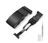 TACTICAL FROG Watch Clasps Stainless Steel Watchband Milled Clasp Folding Deployment Clasp Replacement for Watch Strap 16 mm 18 mm 20 mm 22 mm (Black-22mm)