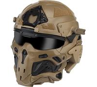 Tactical Full Face Head Helmet, Airsoft Paintball Helmet Protective Helmets With Removable Full Face Mask Headset Defogging Fan Game Protective Gear
