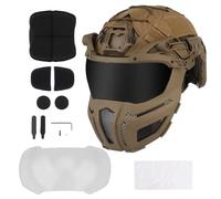 Tactical Full Protection FAST Helmet with/Goggles/Steel Half Face Mask for Hunting Airsoft CS Game Gear(HL-100 T)