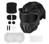 Tactical Full Protection FAST Helmet with/Goggles/Steel Half Face Mask for Hunting Airsoft CS Game Gear(HL-100 MCBK)