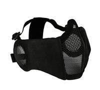 Tactical Half Face Lower Mask Airsoft Mesh Mask Foldable Paintball Metal Steel Mask with Ear Protection for Hunting Shooting Cs Game