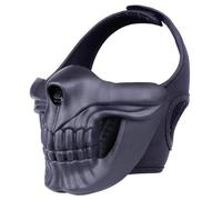 Tactical Half Face Skull Mask,Airsoft Paintball CS Game Steel Mesh Protective Face Mask Breathable Adjustable Strap Hunting Shooting Outdoor Combat Cosplay Halloween Gear