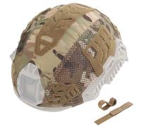 Tactical Helmet Cover for High-Cut and Bump Helmets, Camo Mesh, Hook-and-Loop Patches, NVG Shroud Cutout, Rail/Cable Ready - Airsoft Paintball Milsim(CP)