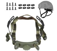 Tactical Helmet Suspension System Chin Strap, 4 Points Suspension System Adjustable Dial & Quick-Release Buckle For PASGT/ACH/FAST Helmets, Tactical Helmet Accessories(Green)