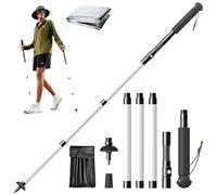 Tactical Hiking Pole with Built-in Light, USB-C Rechargeable LED Trekking Poles, Foldable Aluminum Walking Stick, IPX6 Waterproof Survival Gear for Camping and Backpacking (160cm)