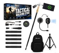 Tactical Hiking & Walking Stick - Survival Multi-Tool w/Light & Power Bank