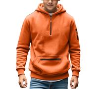 Tactical Hoodies for Boys Military Quarter Zip Pullover Cargo Hoodie Jacket Hooded Sweatshirt with Pockets Teen Autumn Winter Pullover Hoodies Workout Gym Toddler Fashion (Orange, 14-15 Years)