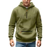 Tactical Hoodies for Boys Military Quarter Zip Pullover Cargo Hoodie Jacket Hooded Sweatshirt with Pockets Teen Autumn Winter Pullover Hoodies Workout Gym Toddler Fashion (Green, 16-17 Years)