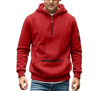 Tactical Hoodies for Boys Military Quarter Zip Pullover Cargo Hoodie Jacket Hooded Sweatshirt with Pockets Teen Autumn Winter Pullover Hoodies Workout Gym Toddler Fashion Outdoor (Red, 14-15 Years)