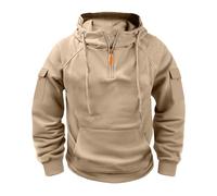 Tactical Hoodies For Men Uk, Quarter Zip Hooded Sweatshirt Utility Daily Cargo Work Hoodies Long Sleeve Casual Plain Pullover Hoody Tops Multi Pockets Solid Workout Gym Sports Outdoor Coat Jackets