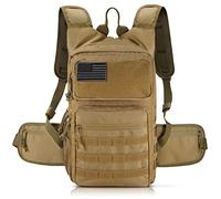 Tactical Hydration Pack Backpack, Military Molle Water Backpack for Hiking Running Cycling Climbing Hunting Fishing(No Water Bladder Included) (Tan)