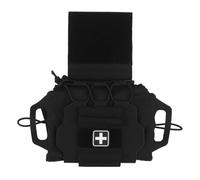 Tactical IFAK Pouch - Rapid Tear-Away Two-Piece Medical System with Med Roll & Carrier, MOLLE/Shock Cord Integration(BK)