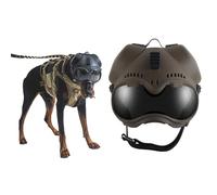 Tactical K9 Helmet for German Shepherd And Malinois - Adjustable Dog Helmet with Removable Ear Guards, 2 Lenses, Picatinny Rail & EVA Pads for Medium Breed Working Dogs(Brown)