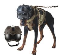 Tactical K9 Helmet for German Shepherd And Malinois - Adjustable Dog Helmet with Removable Ear Guards, 2 Lenses, Picatinny Rail & EVA Pads for Medium Breed Working Dogs(Brown)