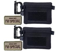Tactical Keychain Pouch - Military Mini Size Belt Gear EDC Pocket Organizer as Coin Purse ID Card Holder Car Fob Key Waist Case Wallet Earphone Pack (2 Black), 2 Black